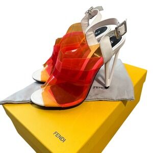 Fendi‎ Colorblock PVC & Leather Slingback Heels – Size 8.5B